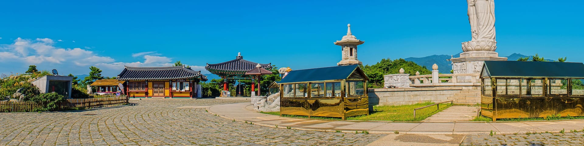 A stone statue of Buddha called Haesugwaneumsang. Panorama