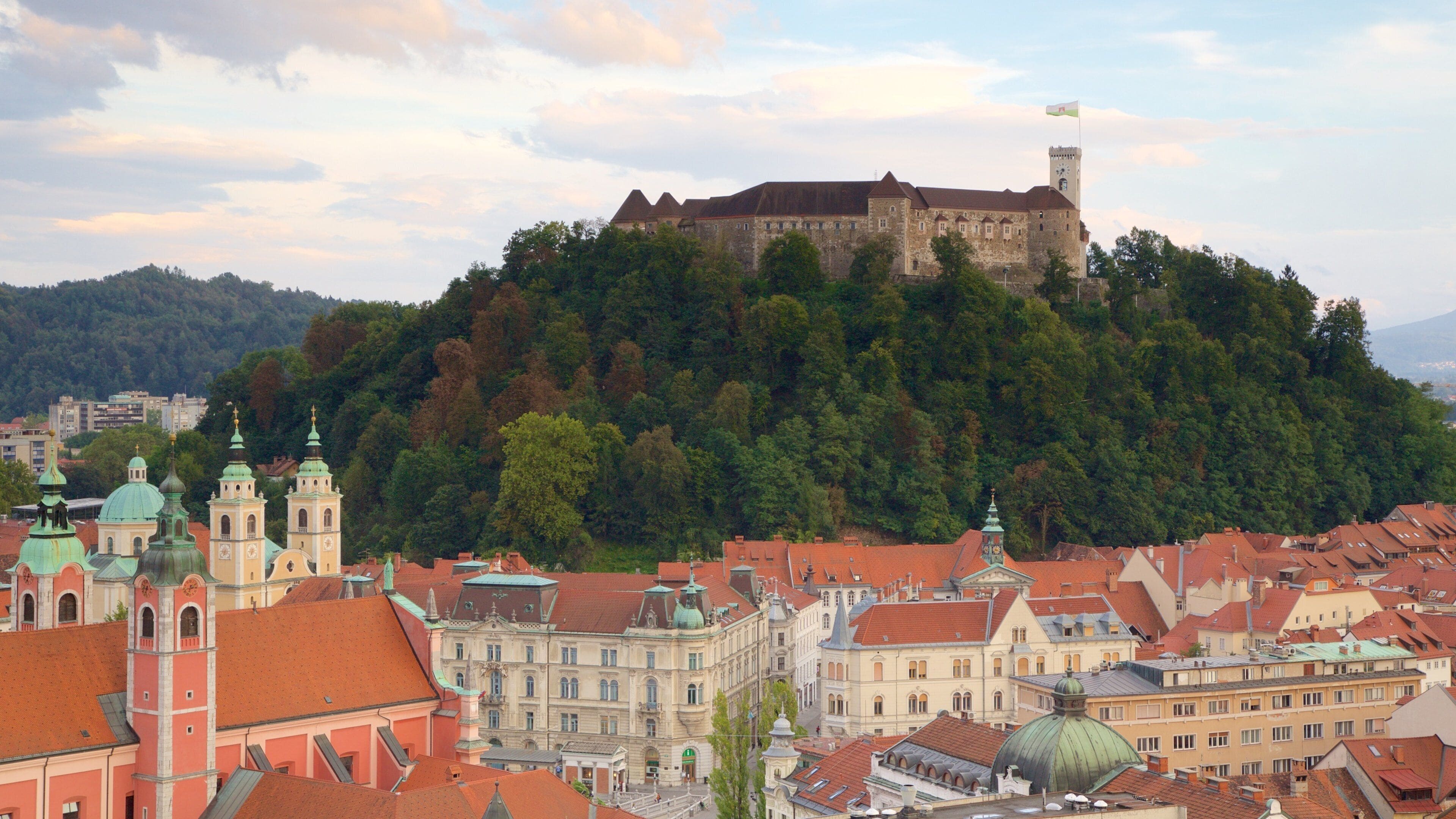Ljubljana Castle showing château or palace and forests