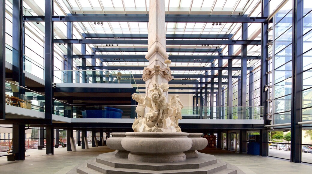 National Gallery of Slovenia featuring modern architecture and a monument