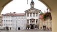 Ljubljana Town Hall showing a small town or village and a square or plaza