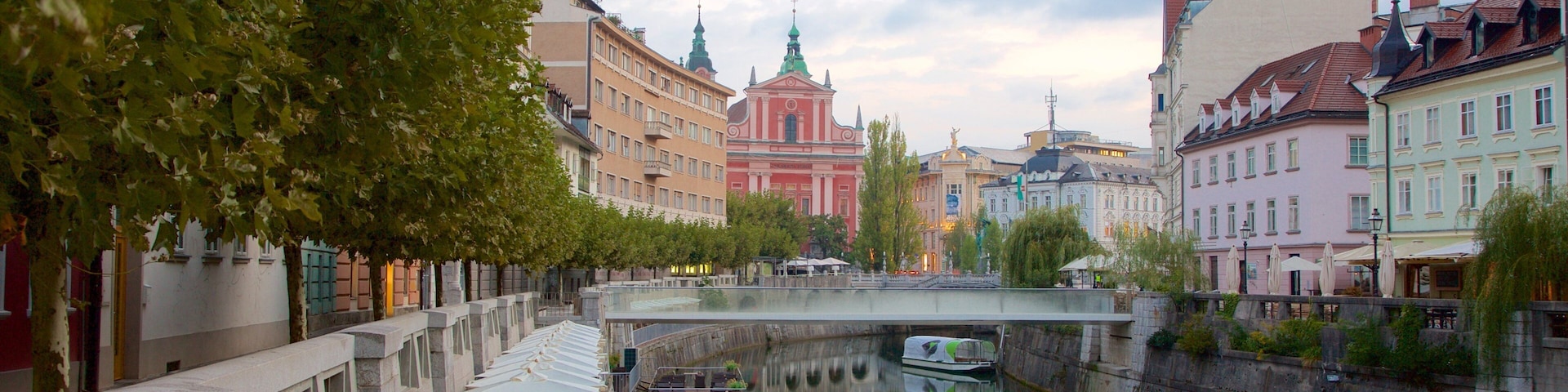 Franciscan Church of the Annunciation which includes a river or creek and a bridge