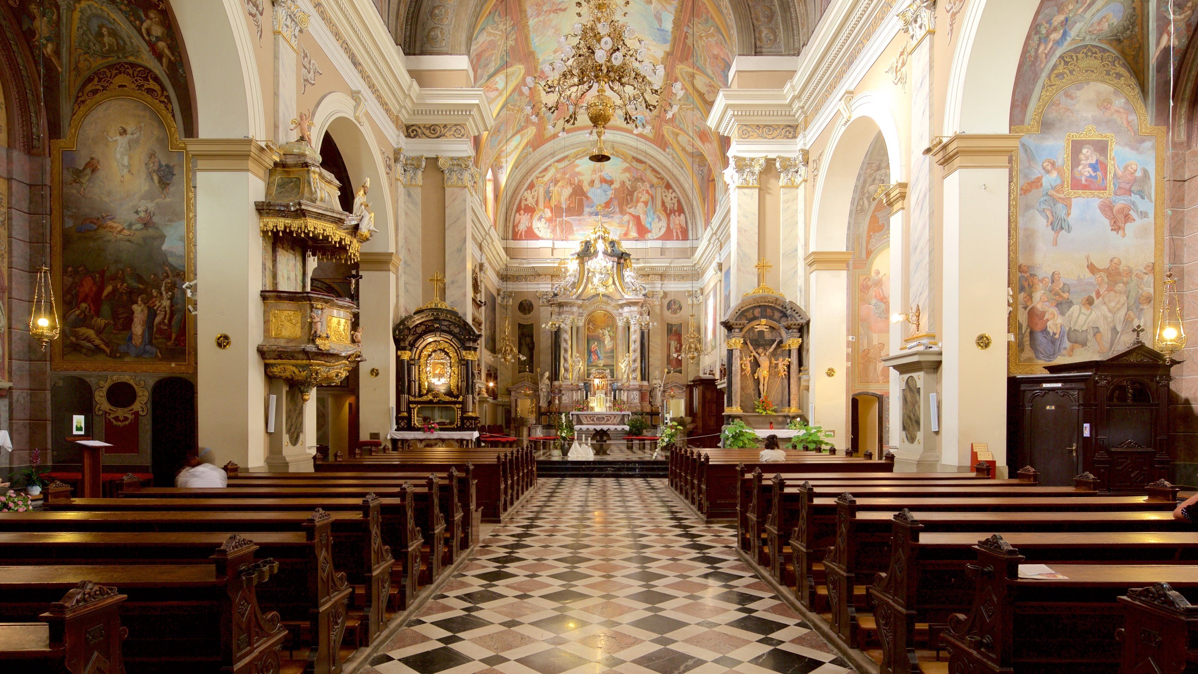 Franciscan Church of the Annunciation showing interior views, religious aspects and a church or cathedral