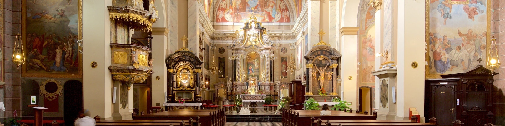 Franciscan Church of the Annunciation showing interior views, religious aspects and a church or cathedral