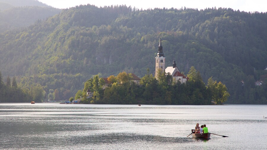 Church of Sv Marika Bozja which includes kayaking or canoeing, a lake or waterhole and landscape views