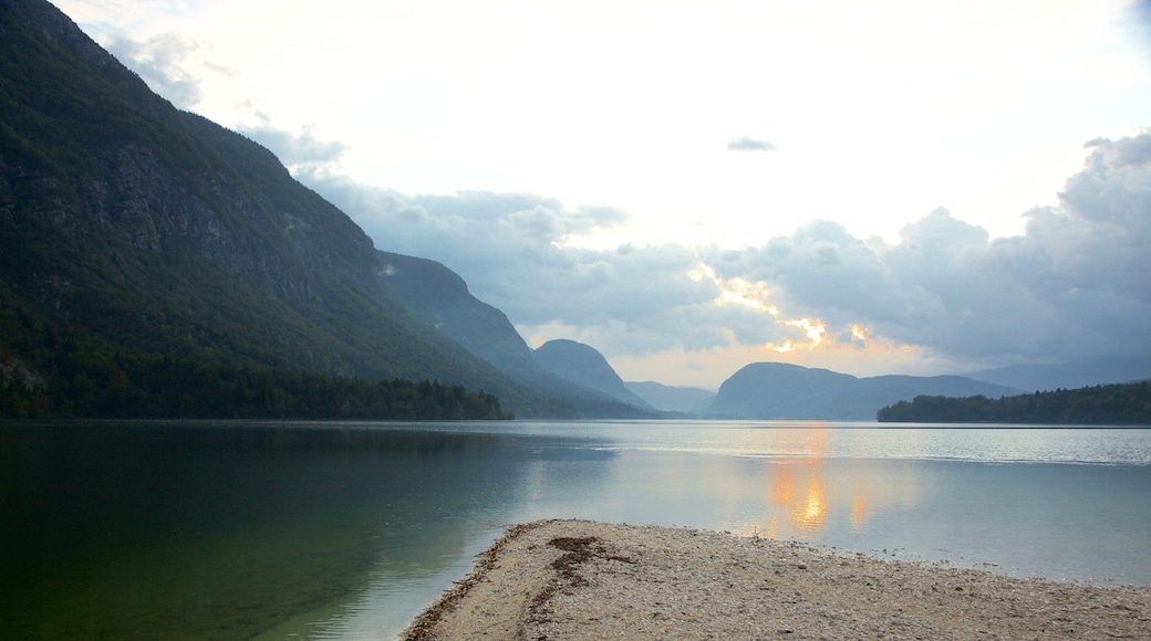 Lake Bohinj showing landscape views, a lake or waterhole and mountains