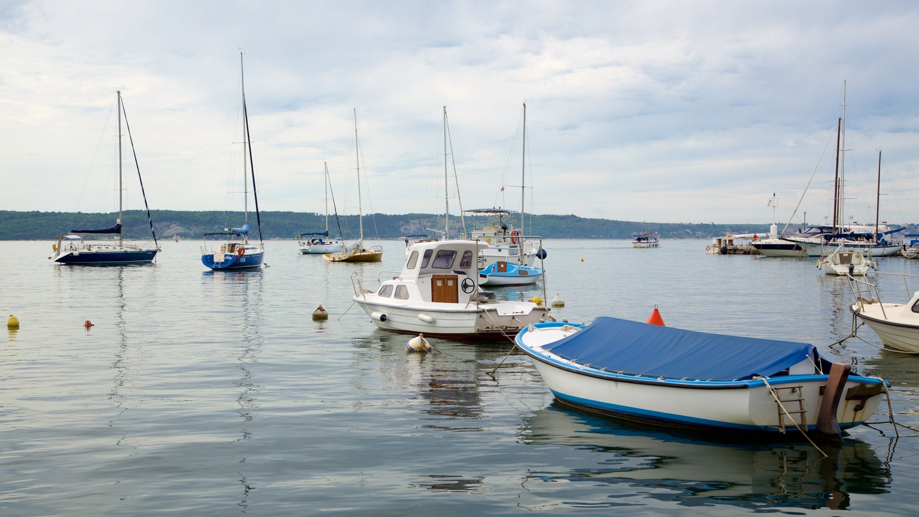 Portoroz Beach inclusief een kuststadje, varen en een jachthaven
