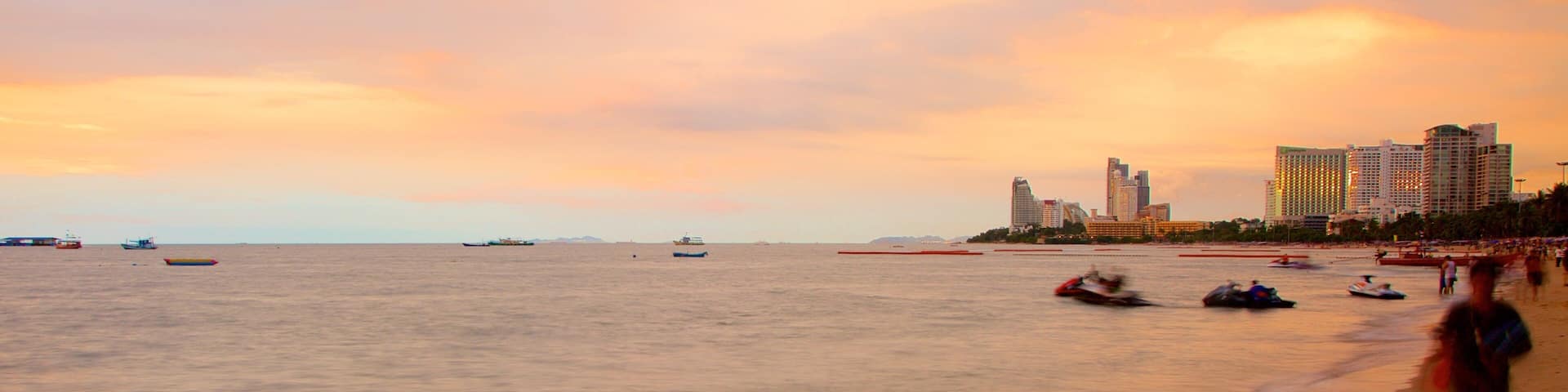 Pattaya Beach featuring a sandy beach and a sunset
