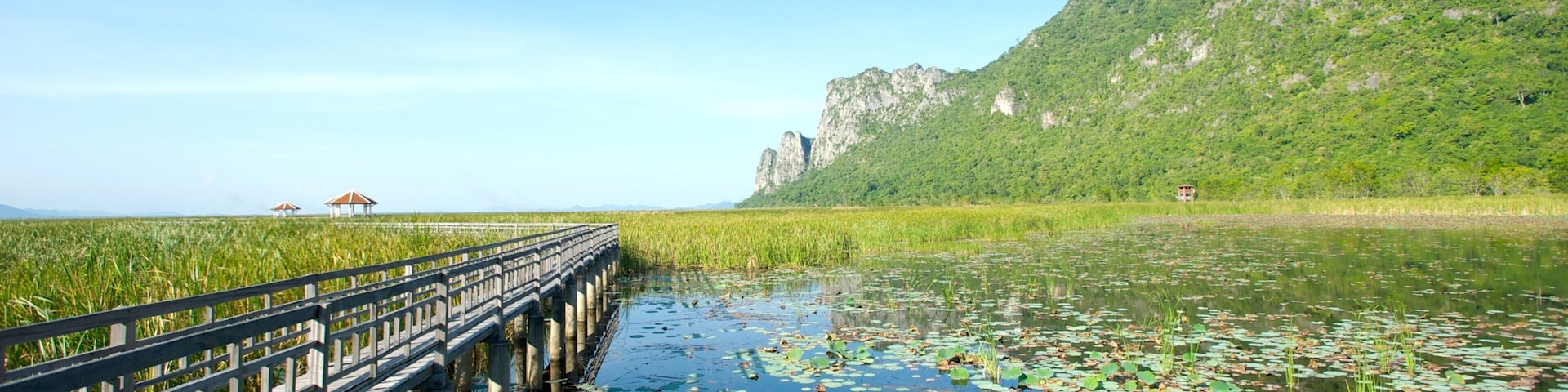 Parque Nacional de Khao Sam Roi Yot caracterizando paisagem, montanhas e pântano