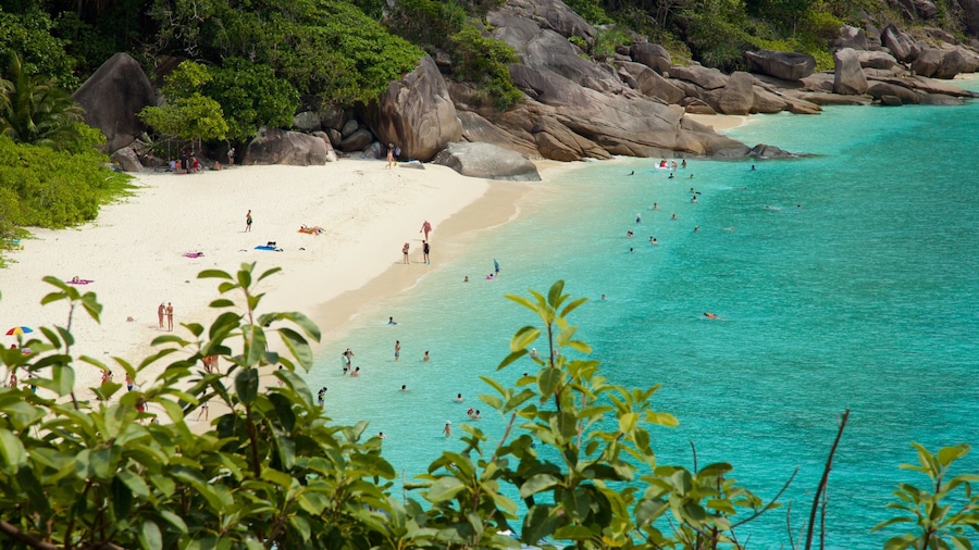 Ko Similan National Park featuring rugged coastline and a beach