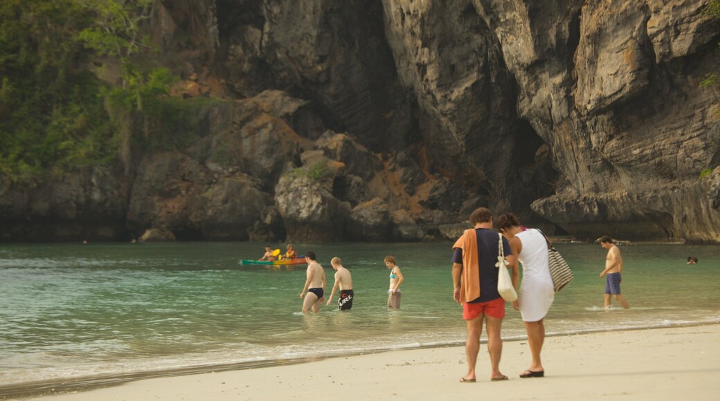 West Railay Beach which includes rocky coastline, swimming and a beach