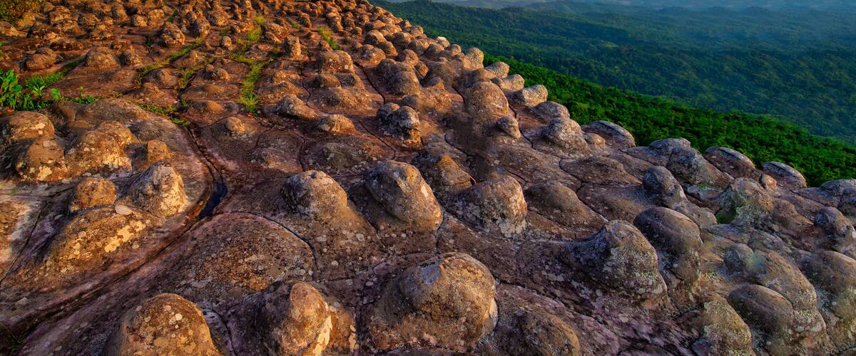 Sunset at Lan Hin Pum under colorful sky at Phu Hin Rong Kla National Park, Phitsanulok, Thailand