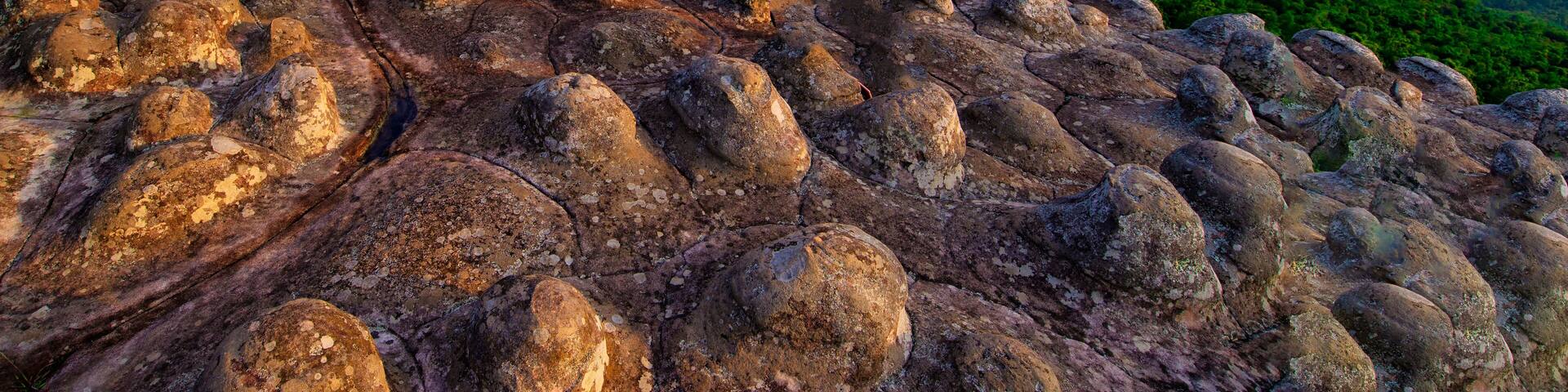 Sunset at Lan Hin Pum under colorful sky at Phu Hin Rong Kla National Park, Phitsanulok, Thailand
