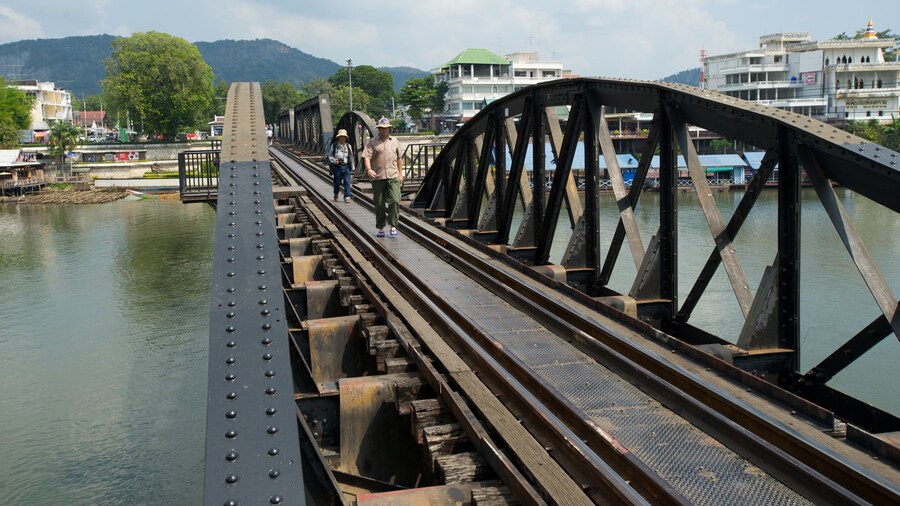 Bridge Over the River Kwai featuring a river or creek, a bridge and railway items