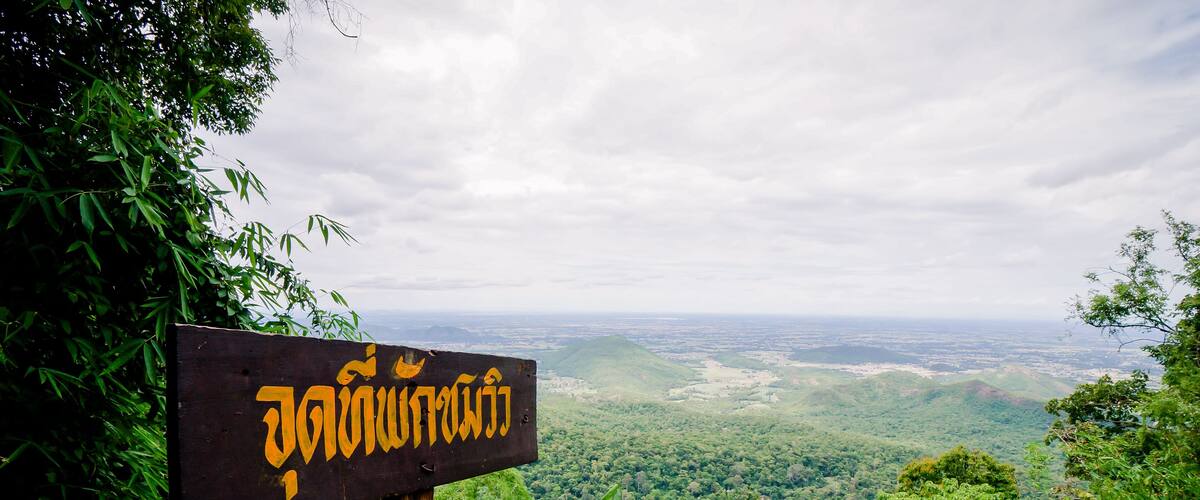 Beautiful morning scenery point view top of mountain at Ramkhamhaeng national park in Sukhothai,Thailand.