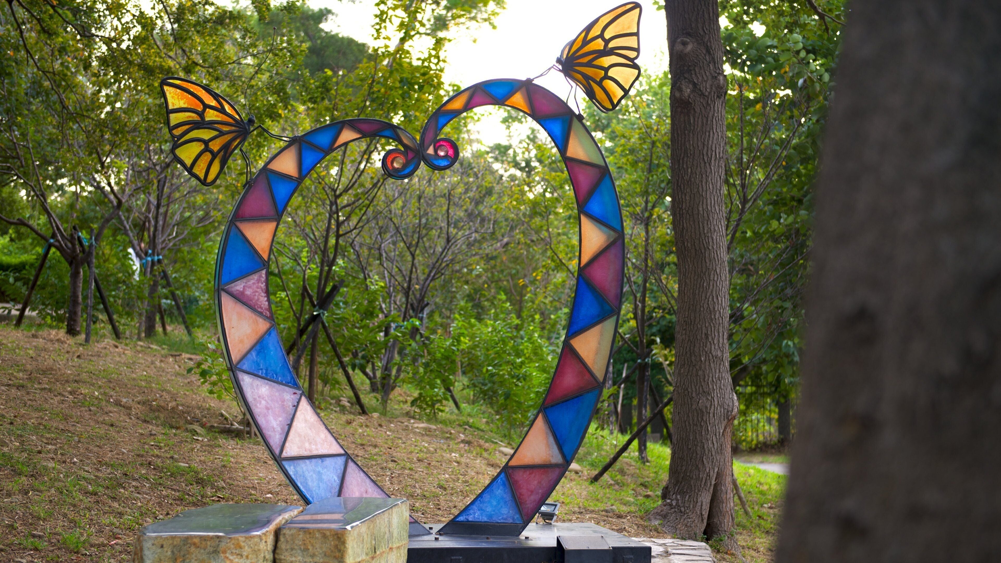 Glass Museum of Hsinchu City which includes a garden and outdoor art