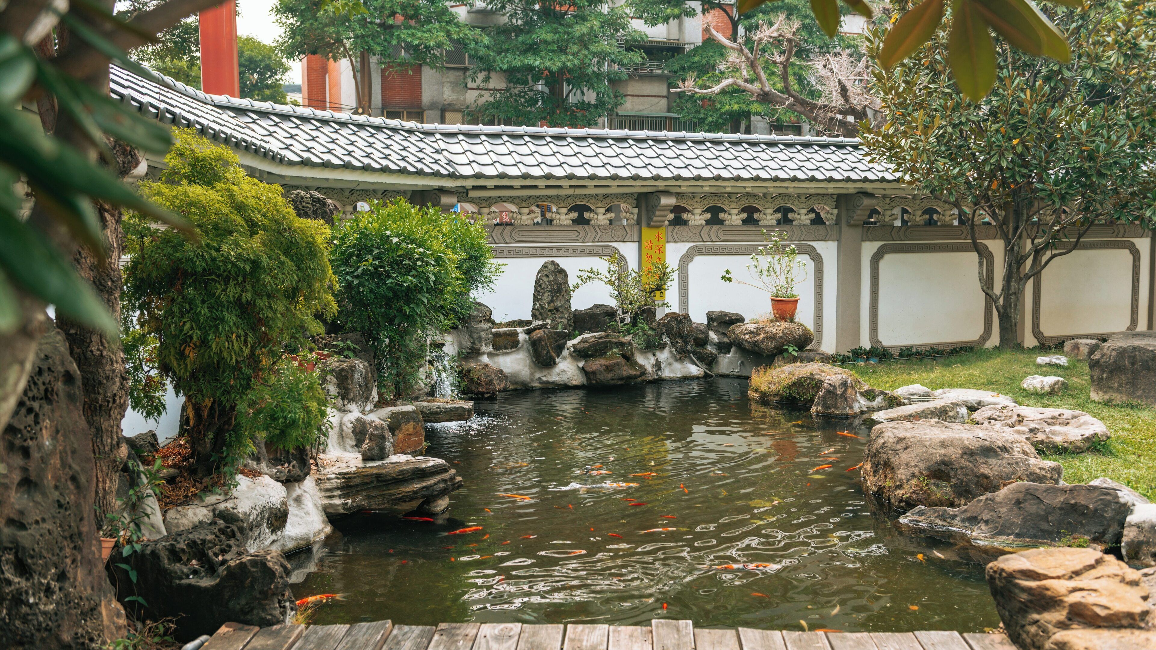 Paochueh Temple features serene landscapes and tranquil gardens in North District, Taichung, Taiwan