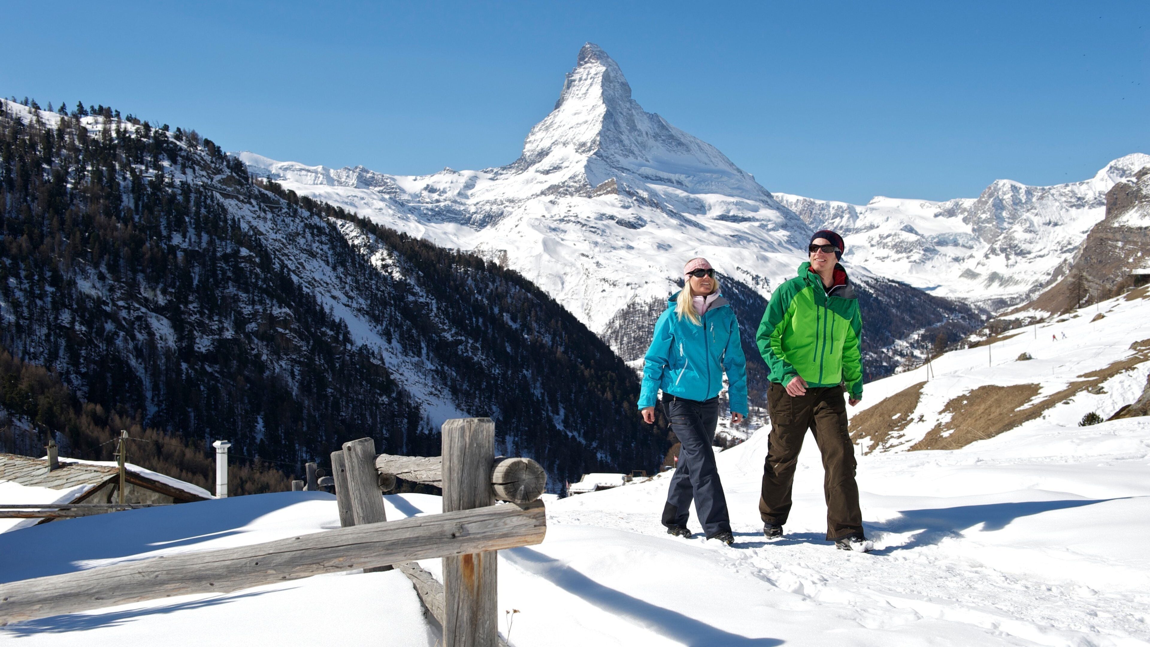 Matterhorn showing mountains, snow shoeing and snow