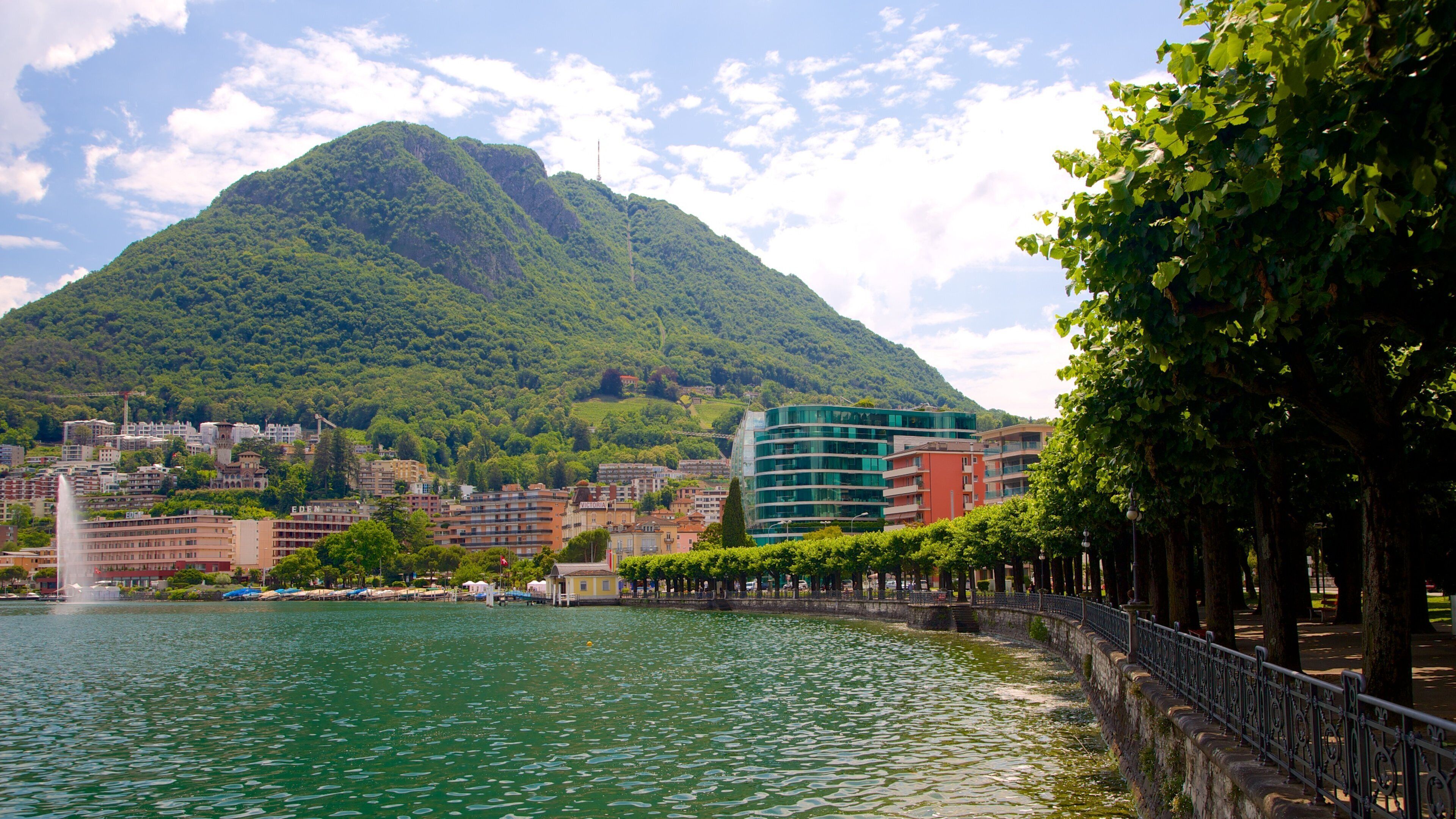 Monte San Salvatore showing mountains and a river or creek