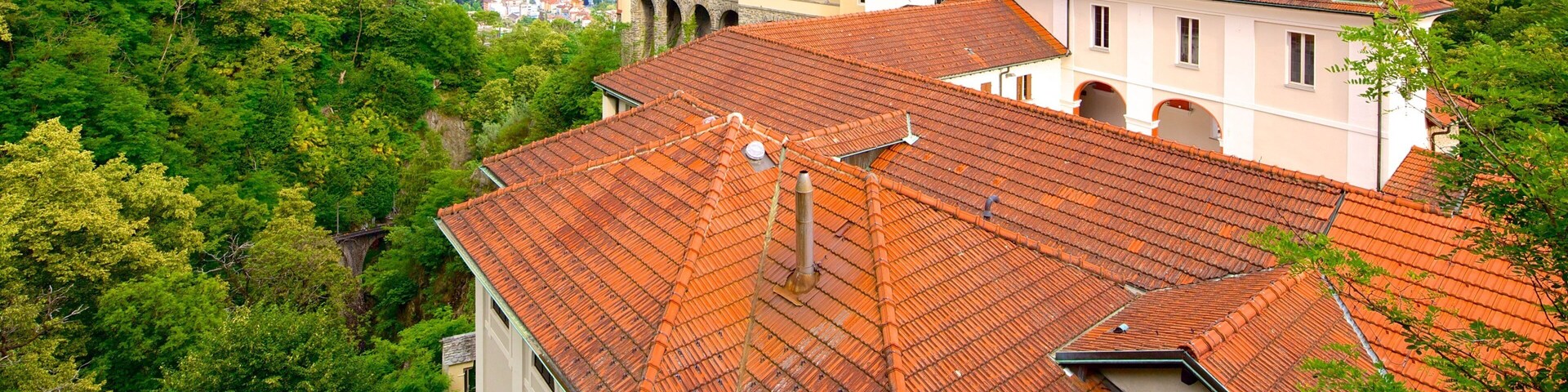 Madonna del Sasso featuring landscape views and a small town or village