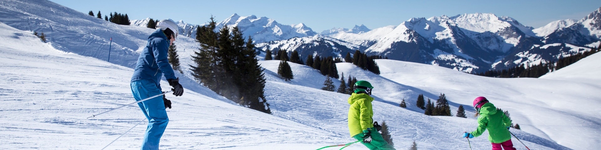 Gstaad Ski Resort which includes snow and snow skiing as well as a small group of people