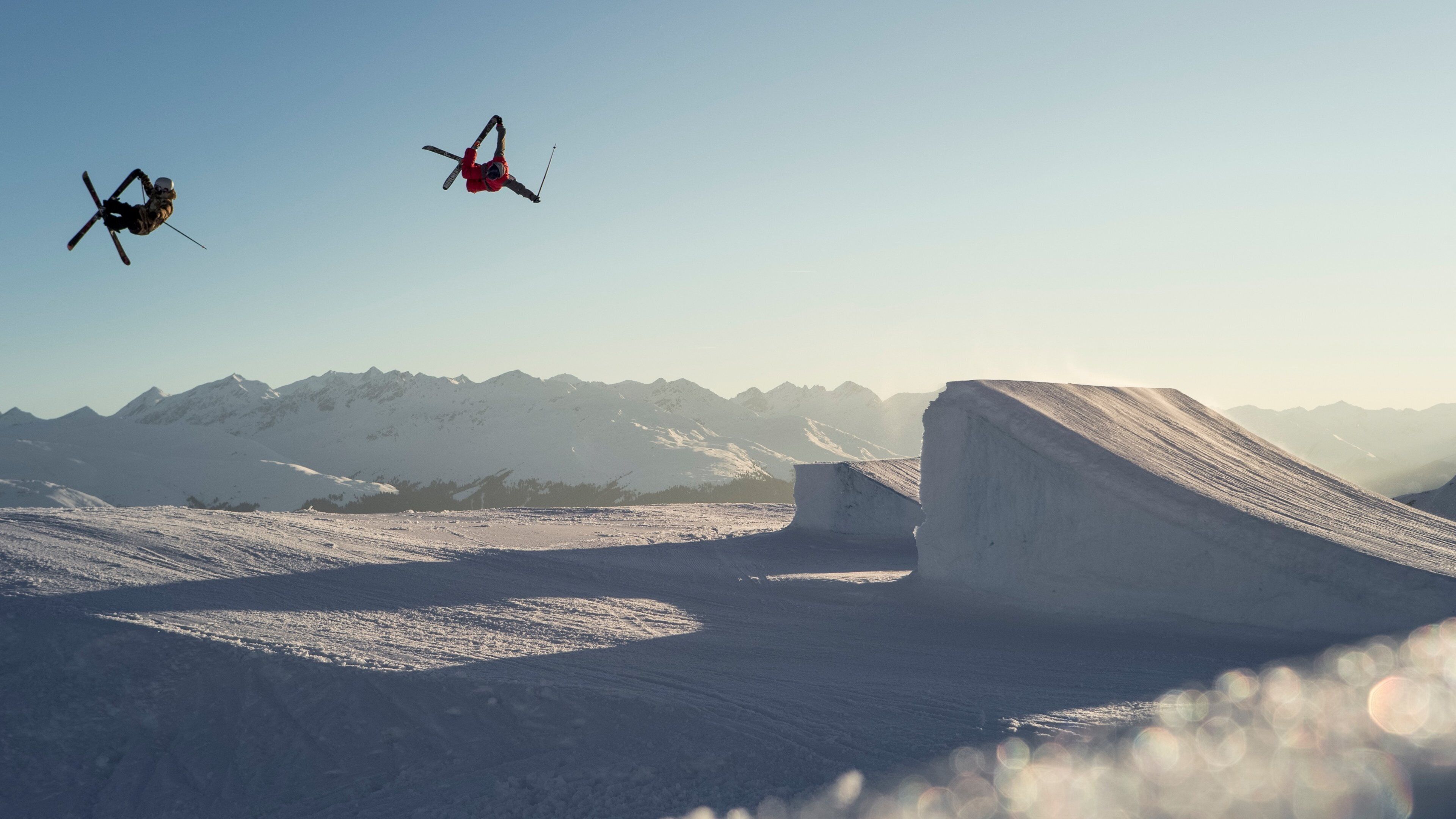Laax Ski Resort featuring snow, a sunset and snow skiing
