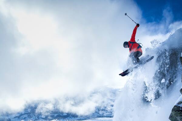 Laax Ski Resort showing mist or fog, snow and snow skiing