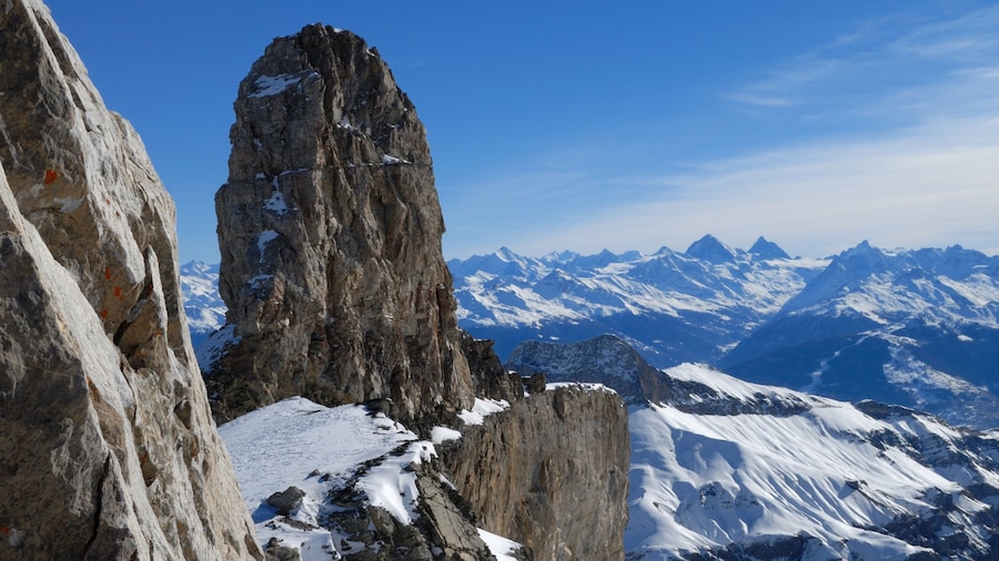 Les Diablerets Ski Resort showing mountains and snow
