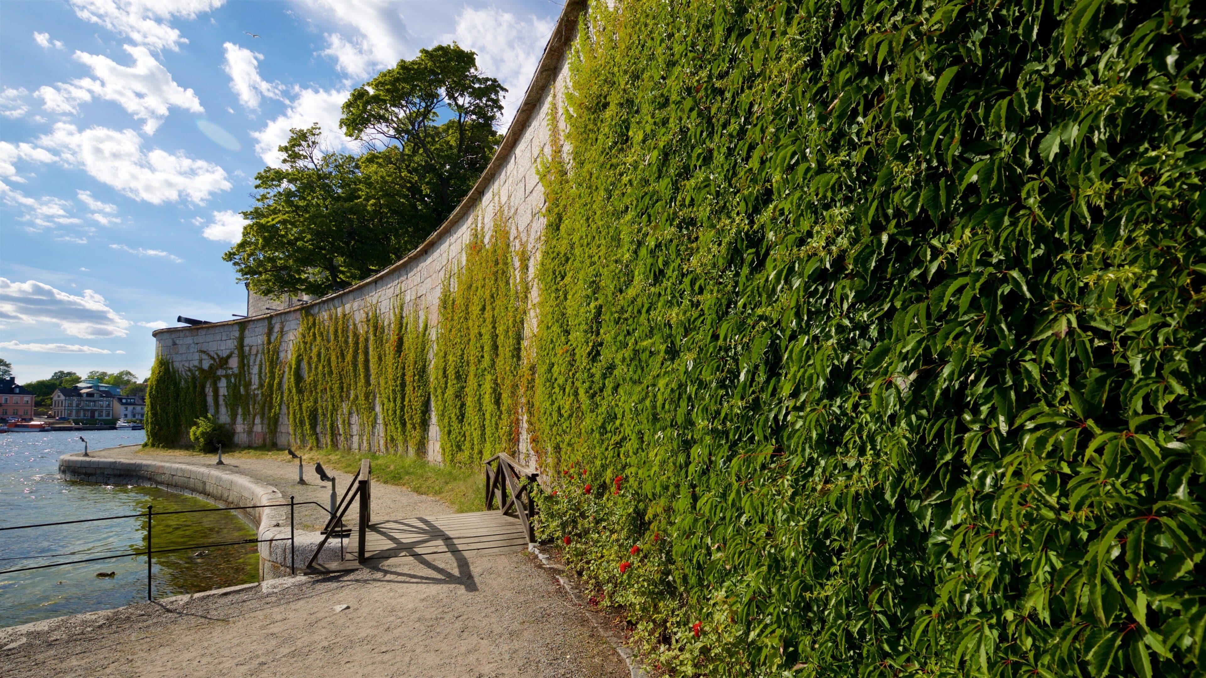 Vaxholm Fortress which includes a bay or harbor