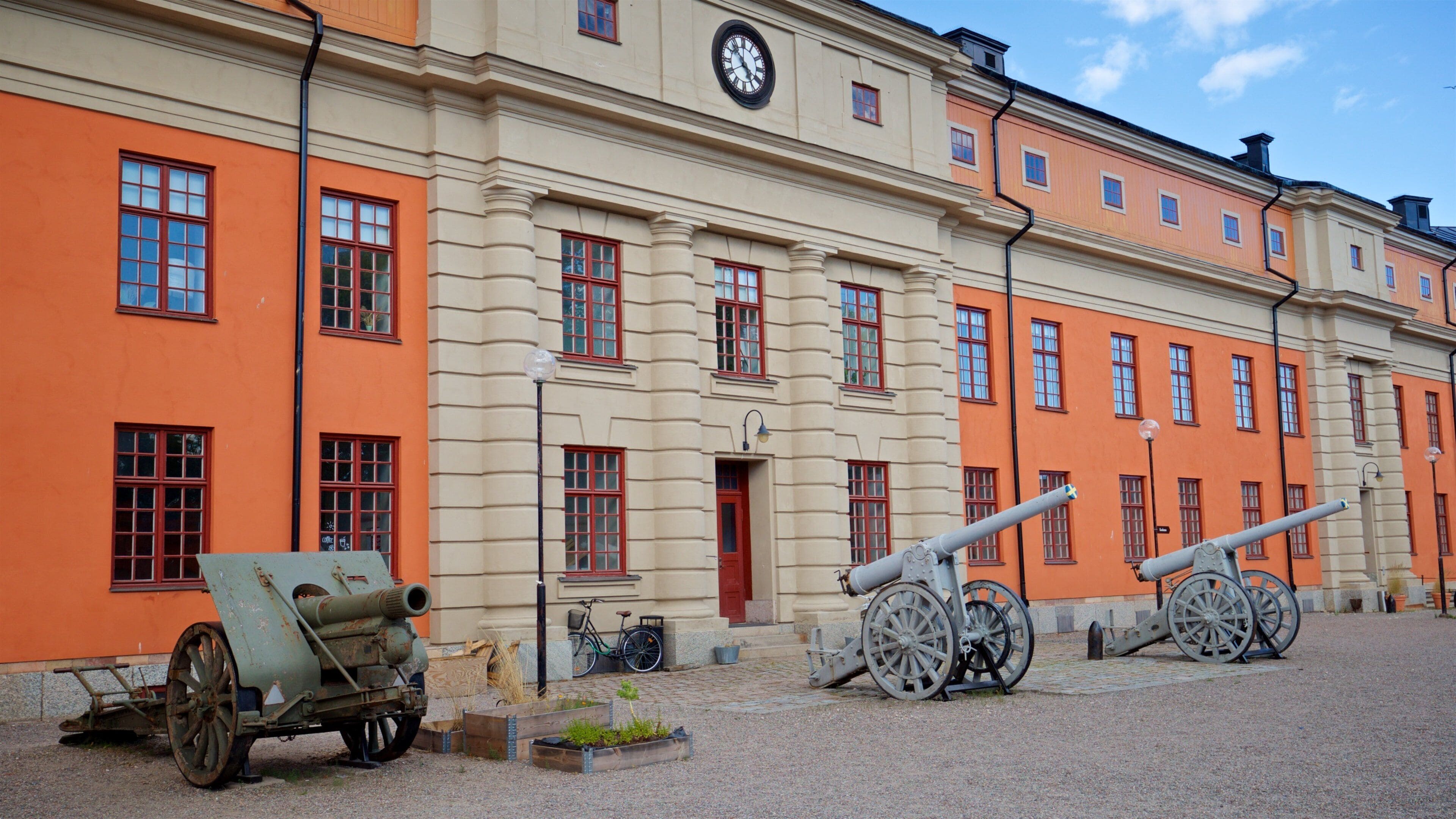 Vaxholm Fortress showing heritage elements and military items