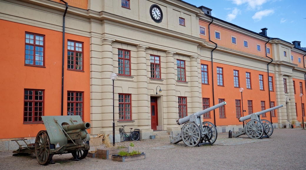 Vaxholm Fortress showing heritage elements and military items