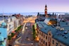 Panorama of Helsingborg at twilight
