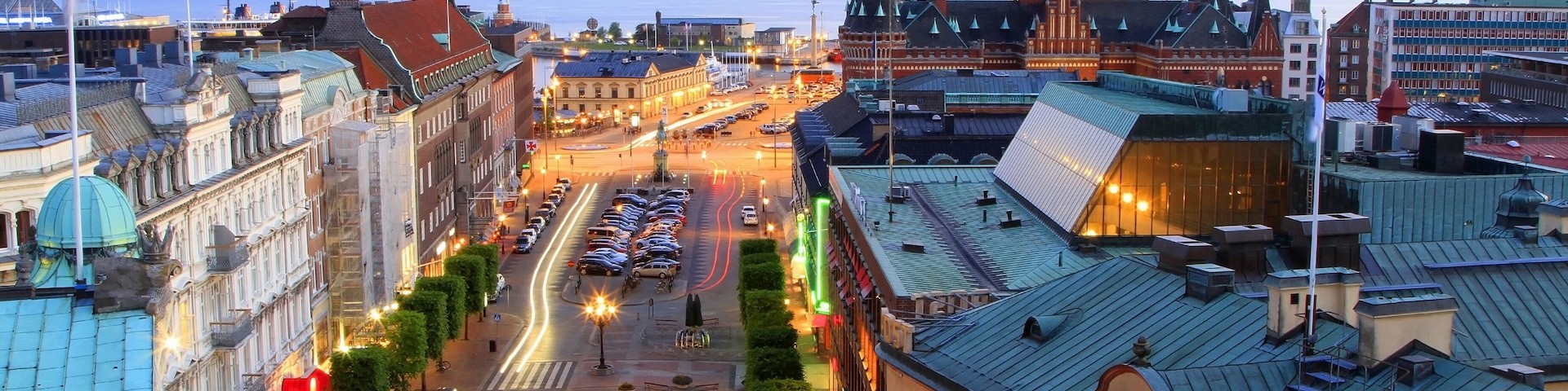 Panorama of Helsingborg at twilight