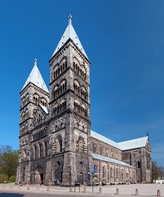 Lund Cathedral in sunny spring day, Sweden