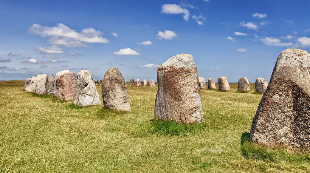 Image of "Ales stenar", famous standing stones landmark in southern Sweden.