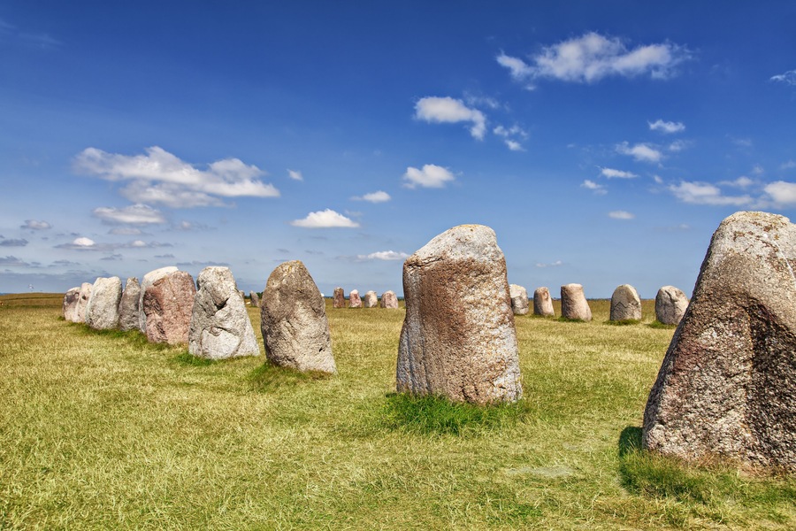 Image of "Ales stenar", famous standing stones landmark in southern Sweden.