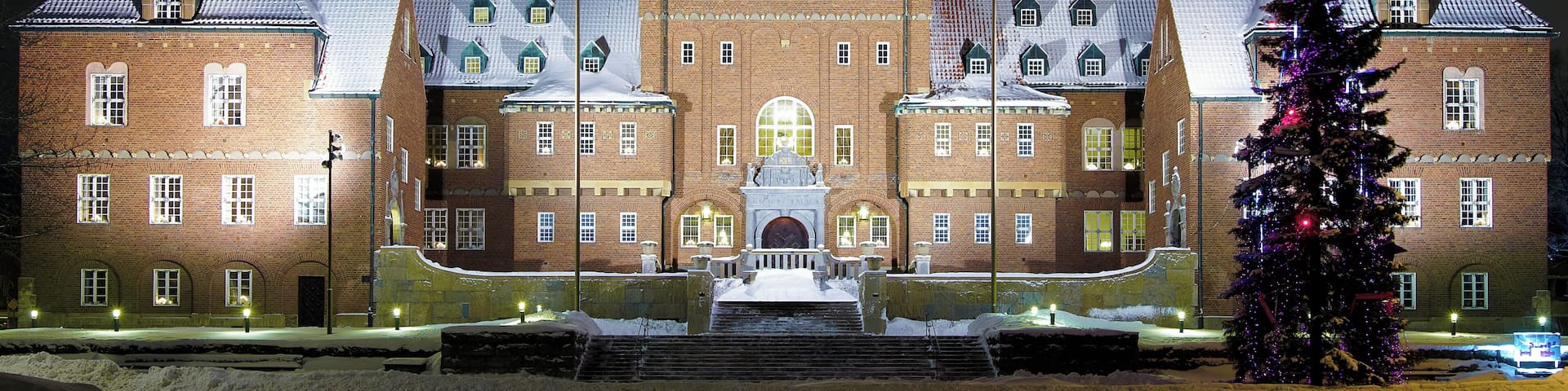 "City Hall in Ostersund at winter evening, Sweden"
