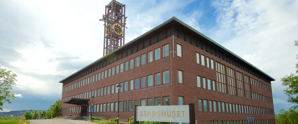 Town Hall montrant architecture moderne et signalisation