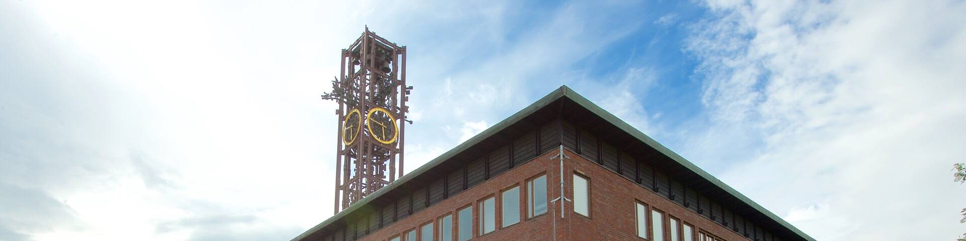 Town Hall which includes modern architecture and signage