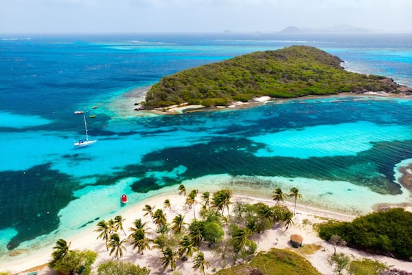 Top view of Tobago cays