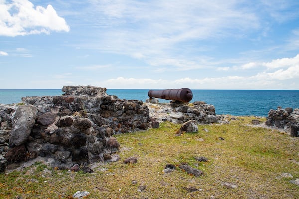 Fort Charles which includes general coastal views and heritage elements