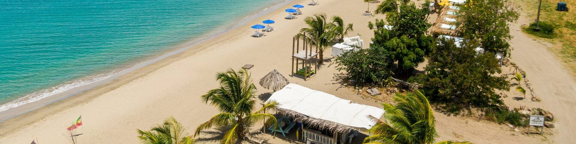 Pinney\'s Beach showing a sandy beach, general coastal views and landscape views