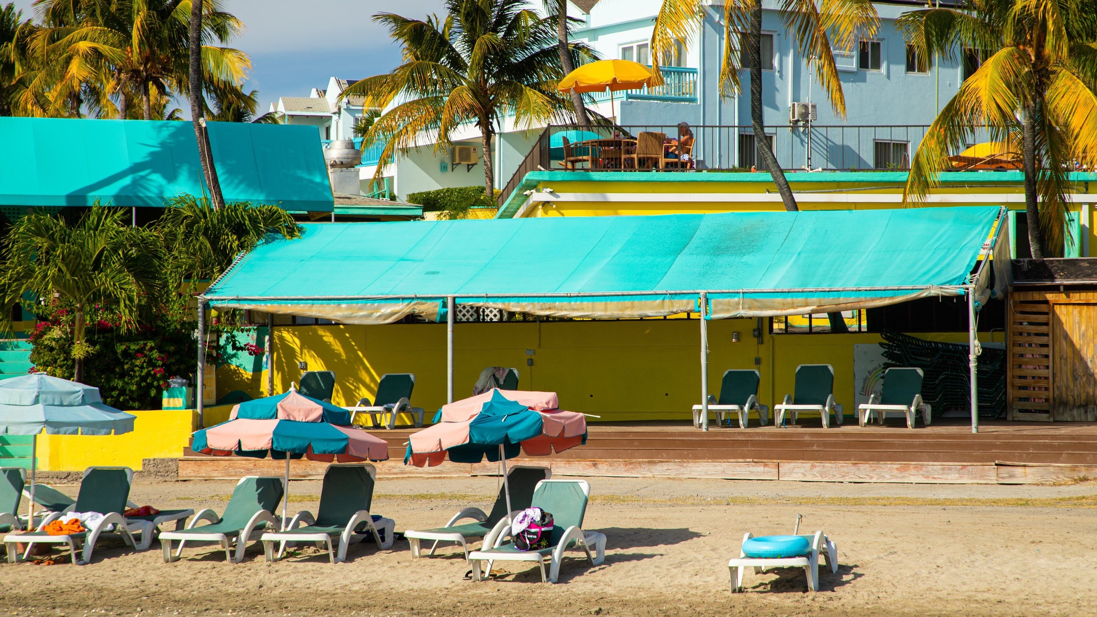 Frigate Bay Beach showing a coastal town and a beach