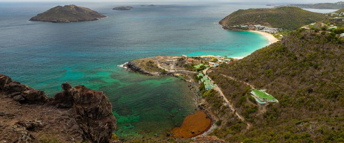 Colombier Beach featuring landscape views, general coastal views and island views