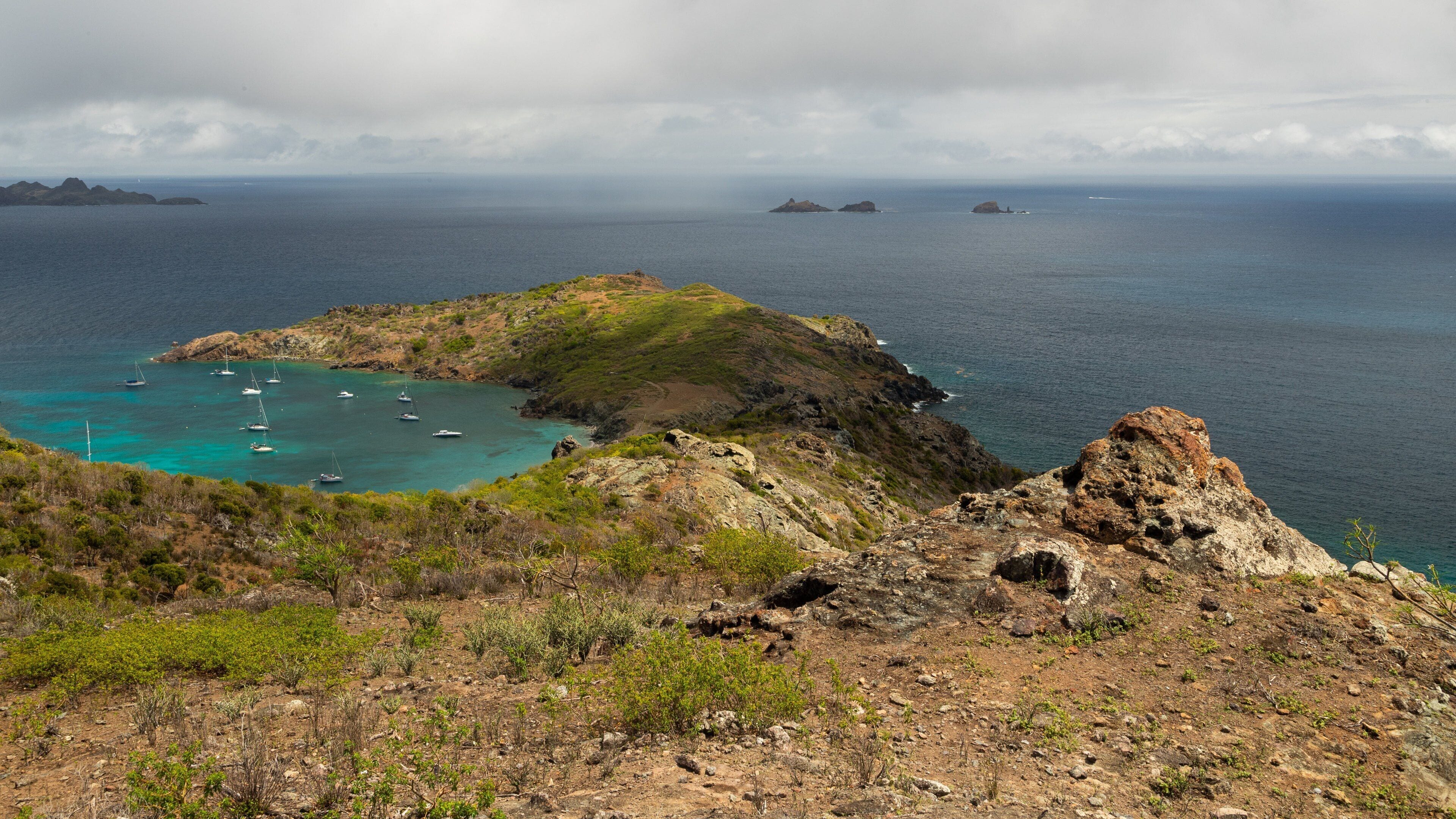 Colombier Beach showing general coastal views and rocky coastline