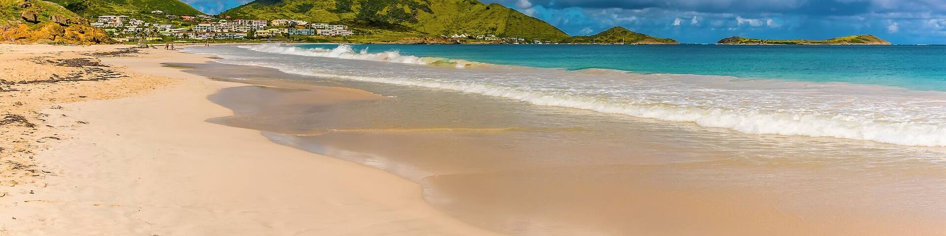 A view along Orient beach in St Martin towards the headland