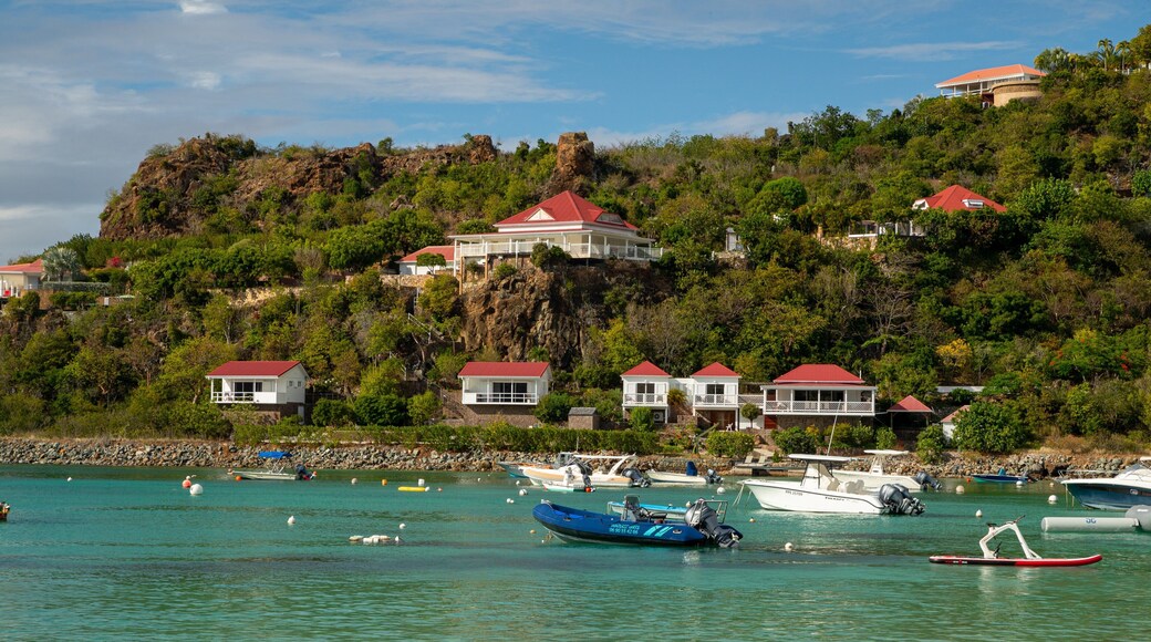 St. Jean Beach which includes a bay or harbor, a coastal town and general coastal views