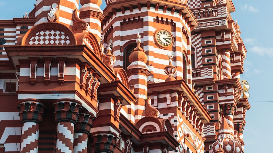 Exterior of the Red Mosque in Colombo, Sri Lanka