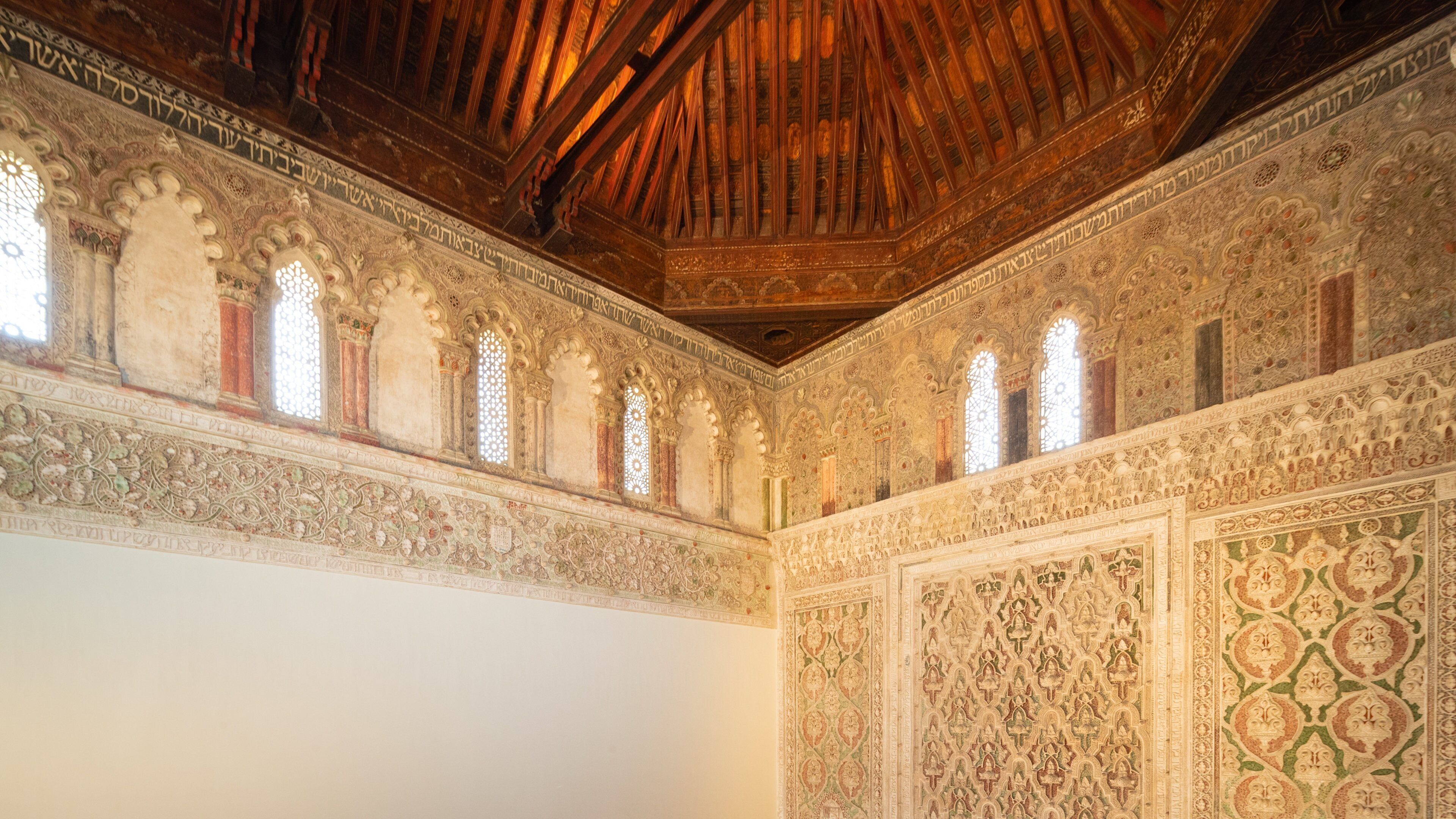 Synagogue of El Transito showing interior views and heritage elements