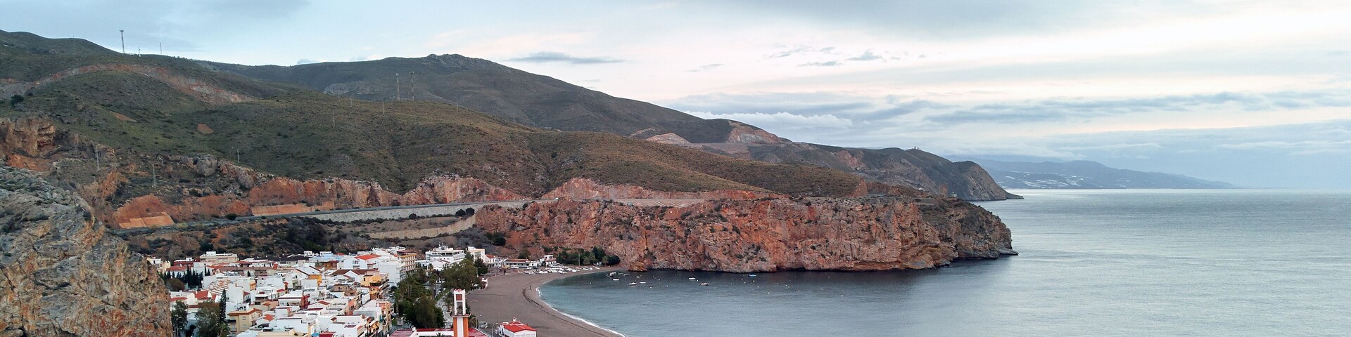 Horizontal panoramic image Calahonda beach, Spain