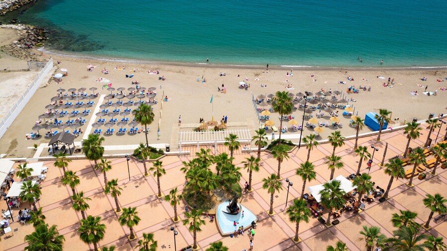 Fuengirola Beach featuring a sandy beach, landscape views and general coastal views